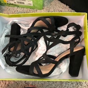 Chunky heel cage sandals